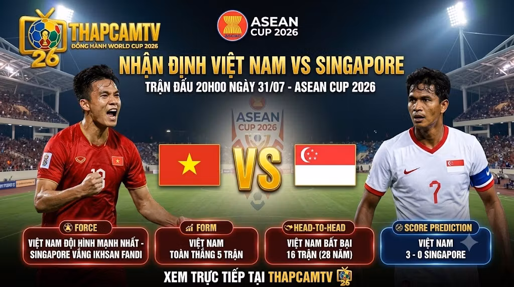 Nhận Định Việt Nam vs Singapore (20h00, 31/07): Lốc Đỏ Đổ Bộ Mỹ Đình